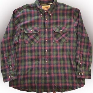 Outdoor Life Green and Red Plaid Button-Down Shirt